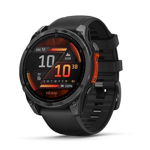 Garmin fēnix 8 47mm – hochwertige Multisport-Smartwatch mit 1,4' AMOLED Touch-/Tastendisplay, Taschenlampe, TOPO-Karten, über 80 vorinstallierte Sport-Apps, Telefonie, Music Pay